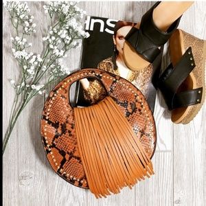Infinity Raine Bags - LAST ONE! Brown Snake Print Fringe Handbag Infinity Raine Bags - LAST ONE! Brown Snake Print Fringe Handbag